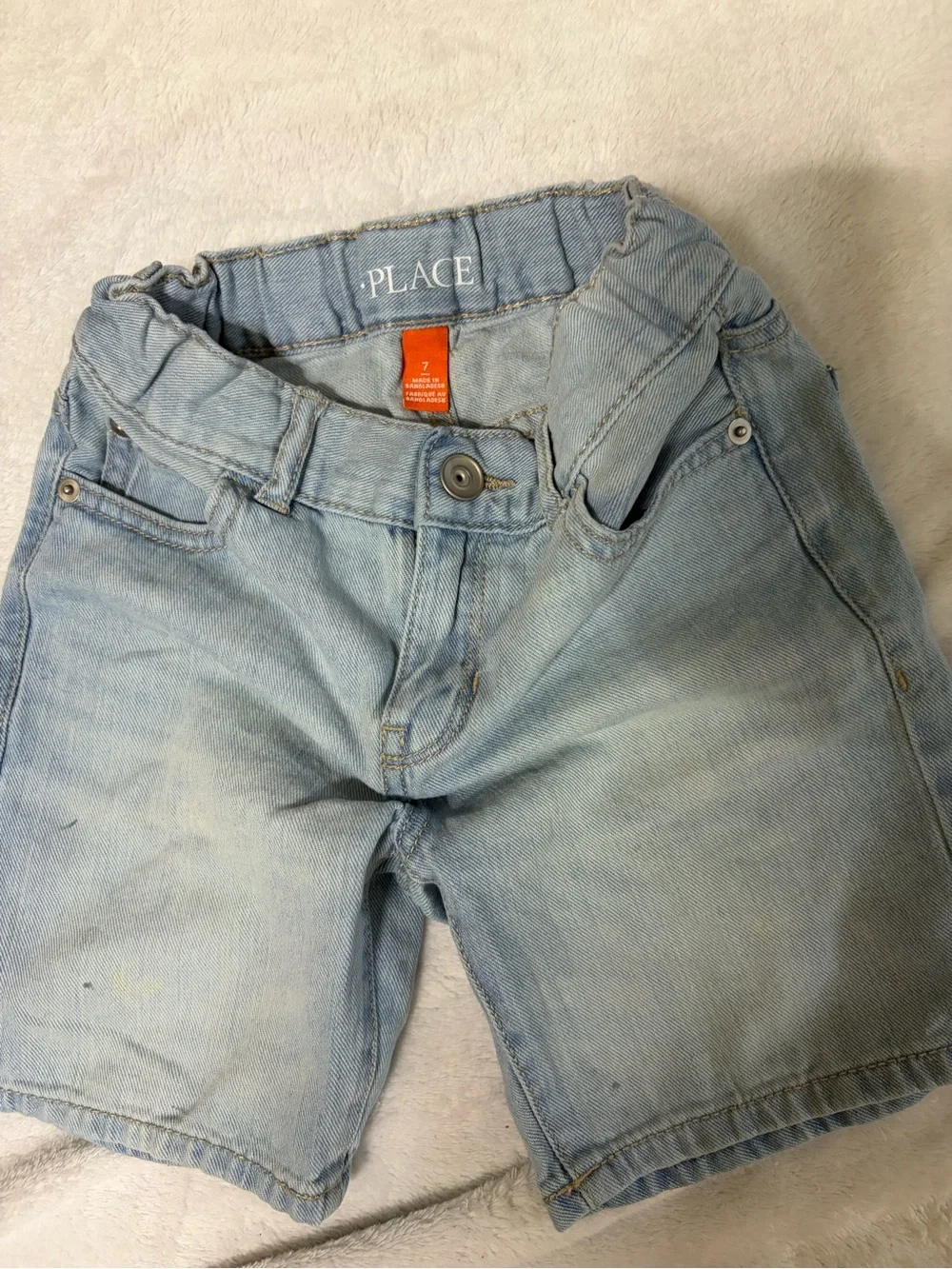 Kids Stretch Denim Shorts - Dark Blue & Light Blue